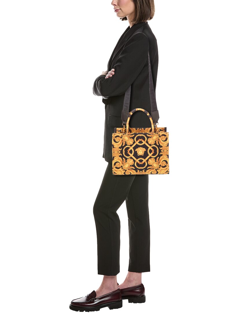 Versace Versace Printed Canvas & Leather Tote