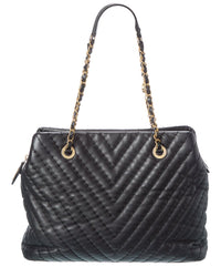 Chanel Chanel Black Quilted Calfskin Chevron Leather Surpique Tote (Authentic