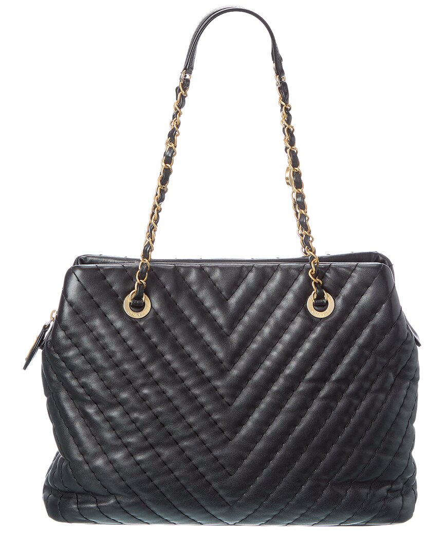Chanel Chanel Black Quilted Calfskin Chevron Leather Surpique Tote (Authentic