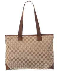 Gucci Gucci Brown Monogram Canvas & Leather Canvas Tote (Authentic Pre-Loved)