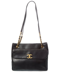Chanel Chanel Black Lambskin Leather Cc Flap Shopping Tote (Authentic Pre-Loved)