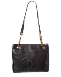 Chanel Chanel Black Lambskin Leather Cc Flap Shopping Tote (Authentic Pre-Loved)