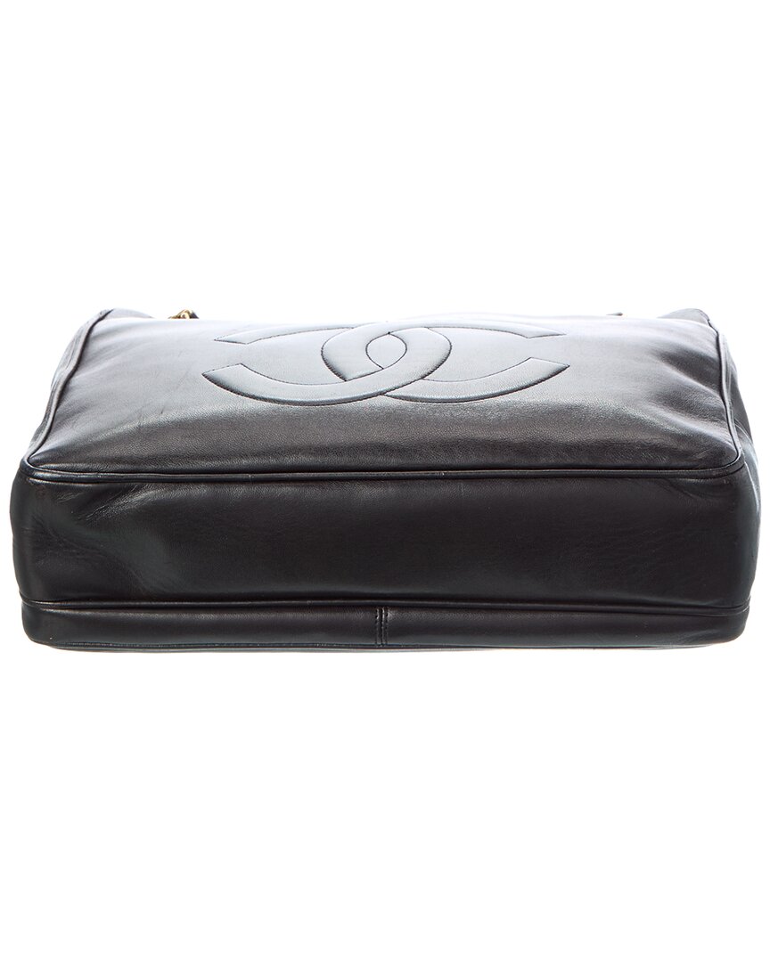 Chanel Chanel Black Lambskin Leather Cc Flap Shopping Tote (Authentic Pre-Loved)