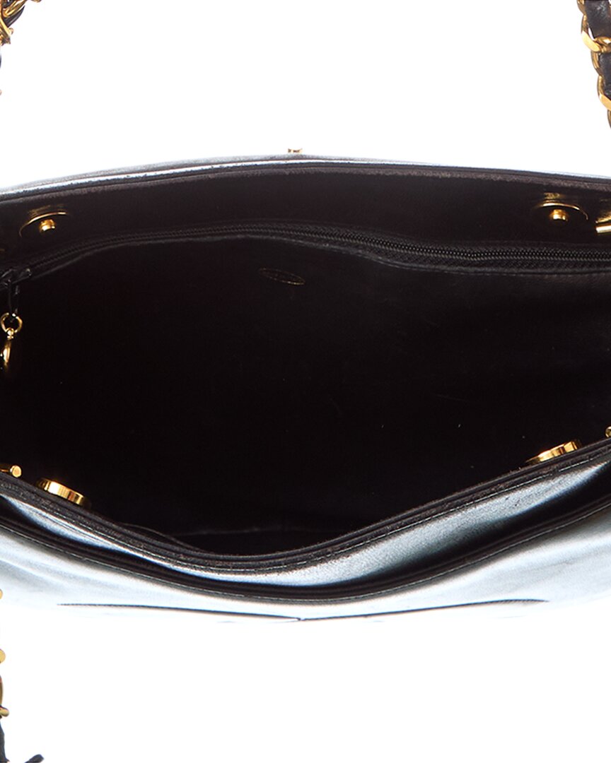 Chanel Chanel Black Lambskin Leather Cc Flap Shopping Tote (Authentic Pre-Loved)