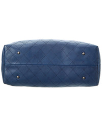 Chanel Chanel Blue Quilted Grained Vegetal Calfskin Leather Vegetal Leather Shopping