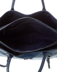 Chanel Chanel Blue Quilted Grained Vegetal Calfskin Leather Vegetal Leather Shopping