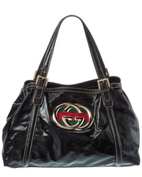 Gucci Gucci Black Dialux Leather Dialux Medium Tote (Authentic Pre-Loved)