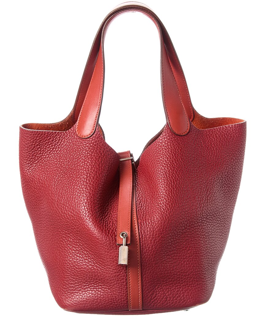 Hermès Hermès Red Clemence Leather Picotin Mm Hand-Turned Bag (Authentic Pre-Loved)