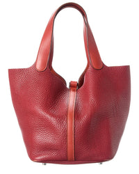Hermès Hermès Red Clemence Leather Picotin Mm Hand-Turned Bag (Authentic Pre-Loved)