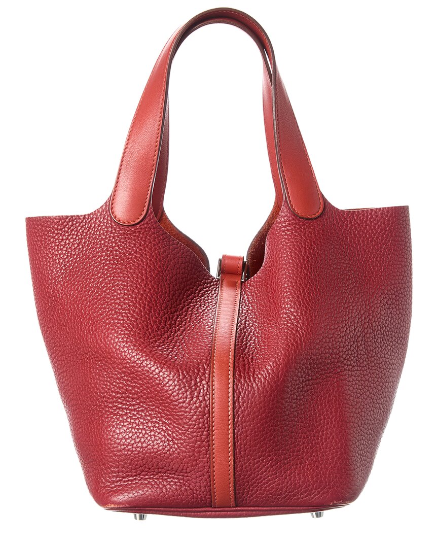 Hermès Hermès Red Clemence Leather Picotin Mm Hand-Turned Bag (Authentic Pre-Loved)