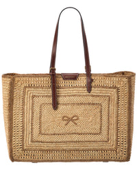 Anya Hindmarch E/W Bow Raffia & Leather Tote