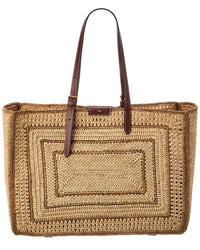 Anya Hindmarch E/W Bow Raffia & Leather Tote