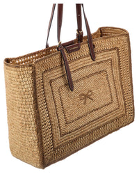 Anya Hindmarch E/W Bow Raffia & Leather Tote