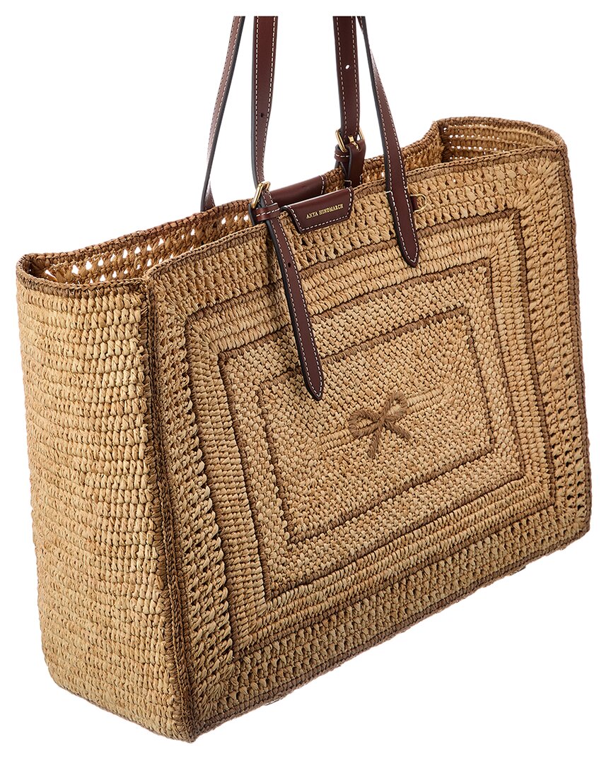 Anya Hindmarch E/W Bow Raffia & Leather Tote