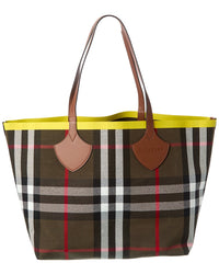Burberry Burberry Check Large Reversible Canvas & Leather Tote