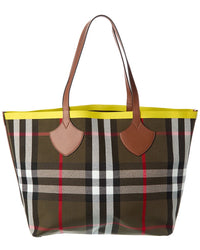 Burberry Burberry Check Large Reversible Canvas & Leather Tote