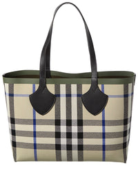Burberry Burberry Check Medium Reversible Canvas & Leather Tote
