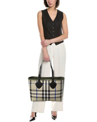 Burberry Burberry Check Medium Reversible Canvas & Leather Tote