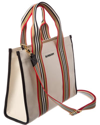 Burberry Burberry Icon Small Canvas & Leather Tote