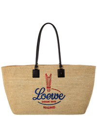 Loewe Loewe Verano Xl Raffia & Leather Tote