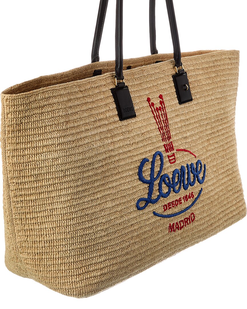 Loewe Loewe Verano Xl Raffia & Leather Tote