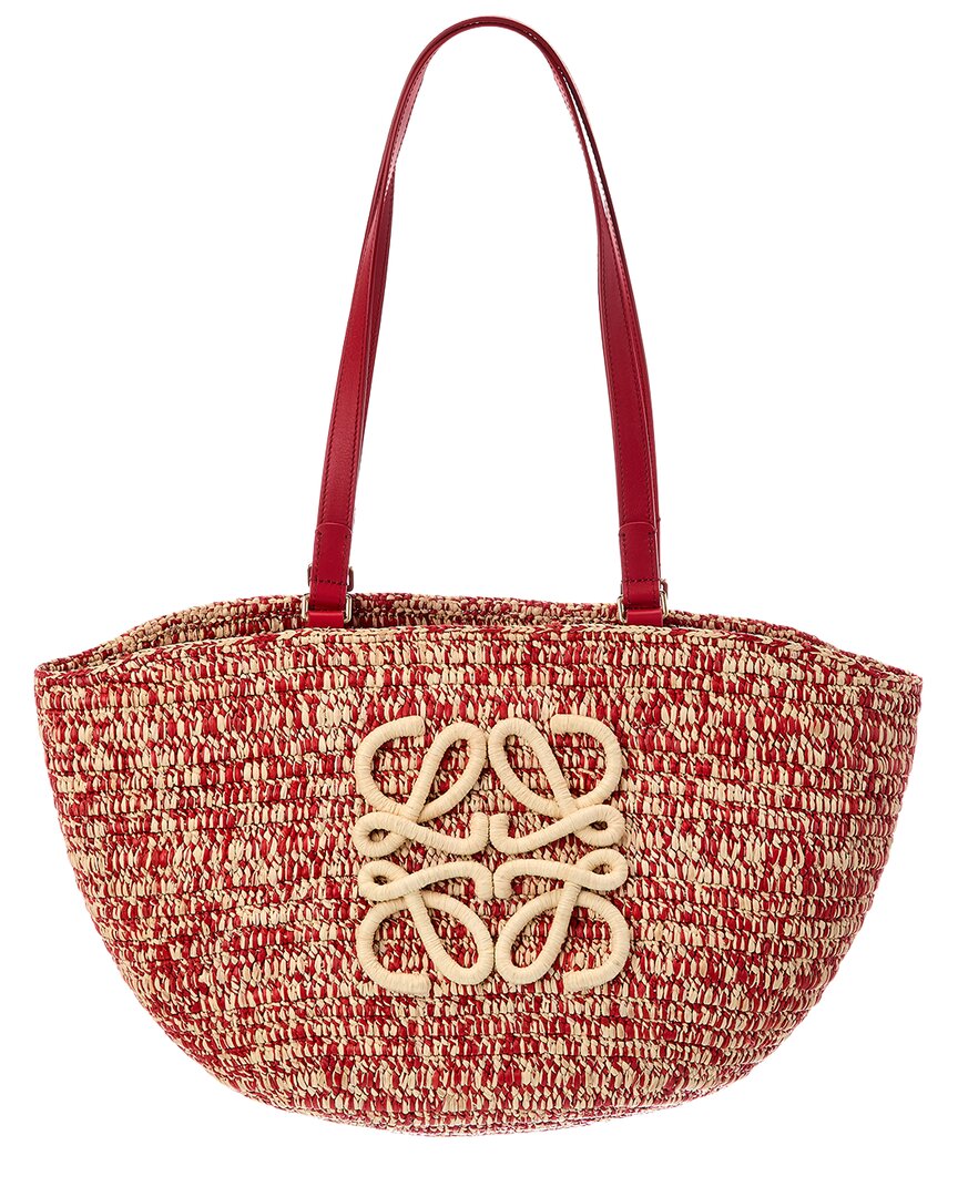 Loewe Loewe Logo Raffia & Leather Tote