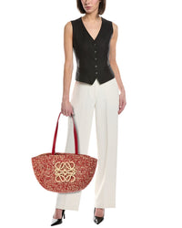 Loewe Loewe Logo Raffia & Leather Tote
