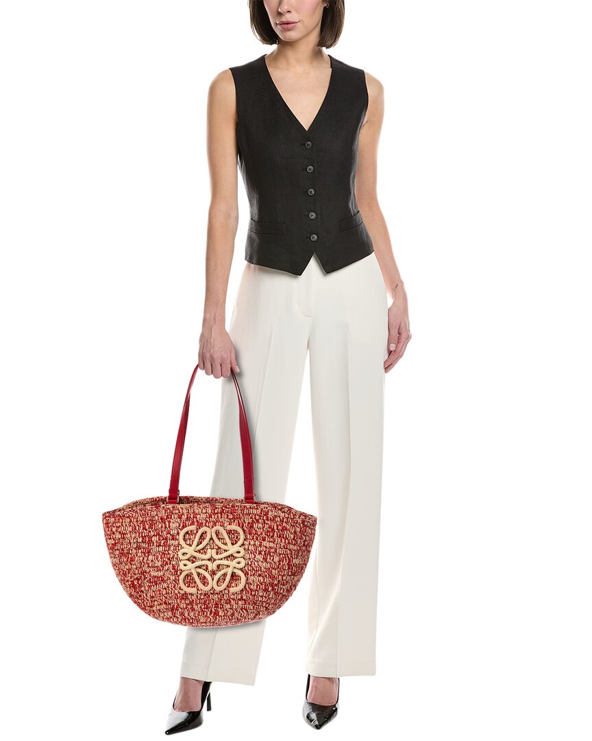 Loewe Loewe Logo Raffia & Leather Tote