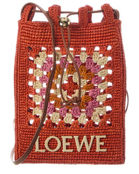 Loewe Loewe Drawstring Pocket Raffia & Leather Crossbody