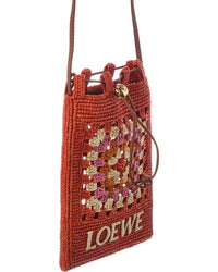 Loewe Loewe Drawstring Pocket Raffia & Leather Crossbody