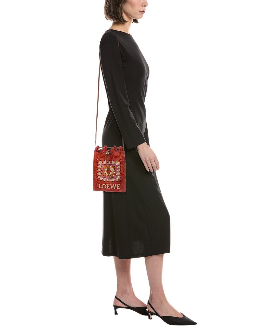 Loewe Loewe Drawstring Pocket Raffia & Leather Crossbody