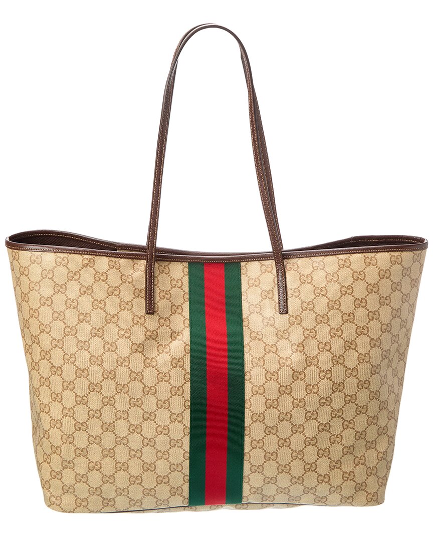 Gucci Tribeca Large Gg Coated Canvas & Leather Tote