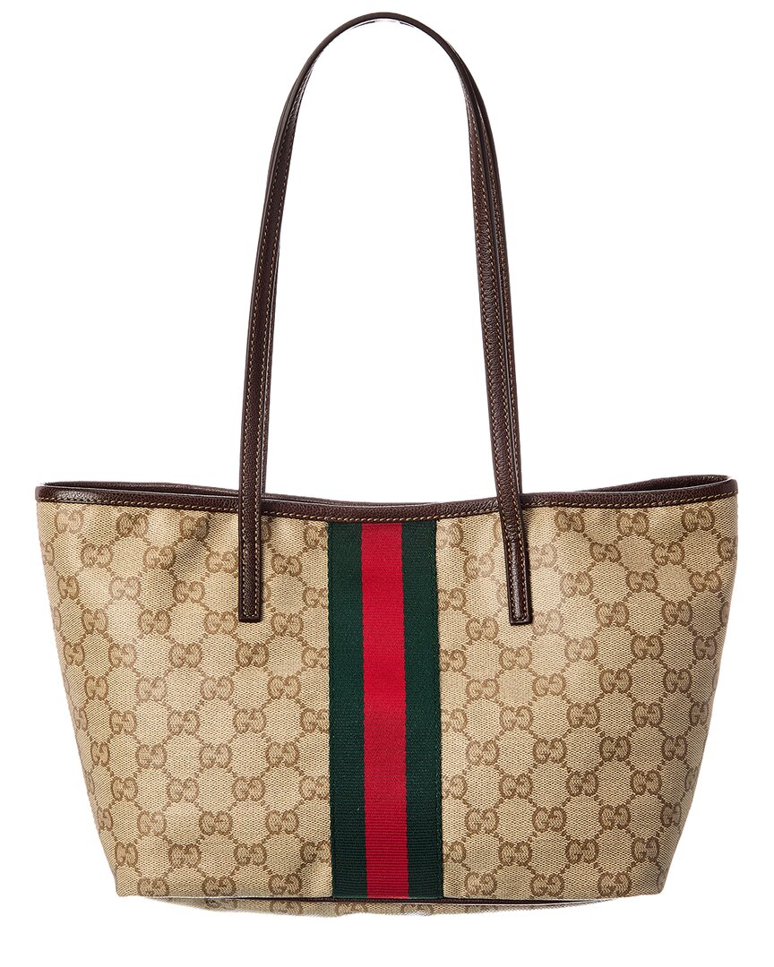 Gucci Gucci Tribeca Small Gg Coated Canvas & Leather Tote