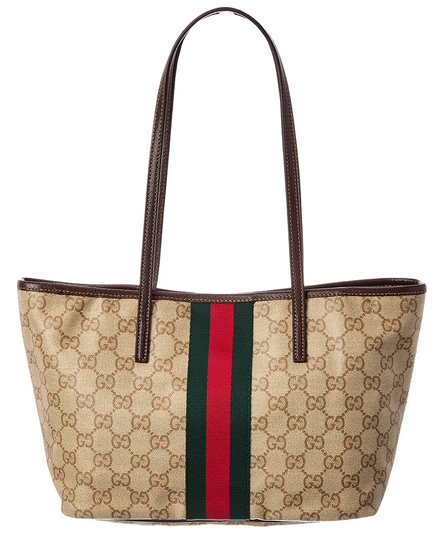 Gucci Gucci Tribeca Small Gg Coated Canvas & Leather Tote