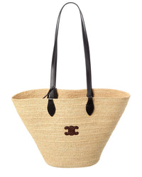 Celine Little Straw & Leather Tote