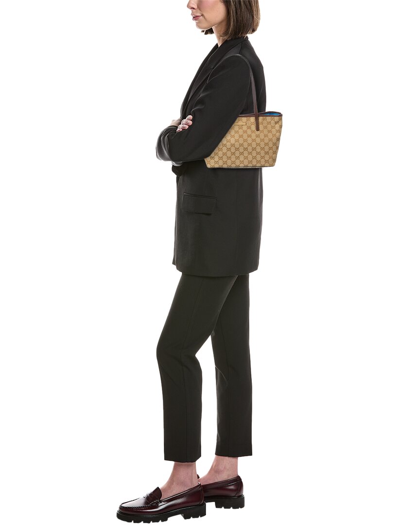 Gucci Gucci Tribeca Small Gg Canvas & Leather Tote