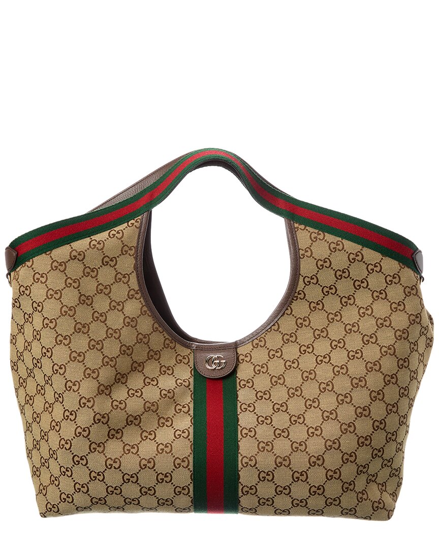 Gucci Gucci Giglio Large Gg Canvas & Leather Tote