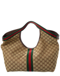 Gucci Gucci Giglio Large Gg Canvas & Leather Tote