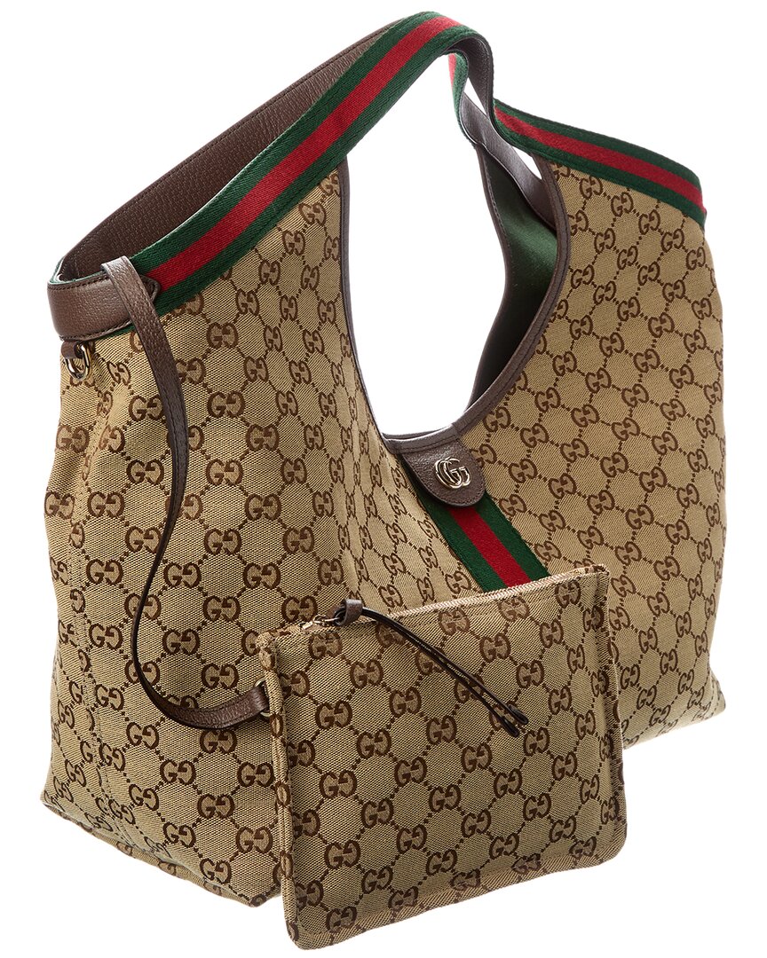 Gucci Gucci Giglio Large Gg Canvas & Leather Tote
