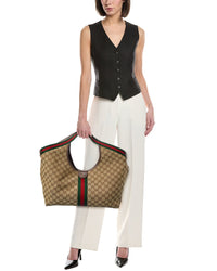 Gucci Gucci Giglio Large Gg Canvas & Leather Tote