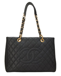 Chanel Chanel Black Quilted Caviar Leather Grand Shopping Tote (Gst) (Authentic