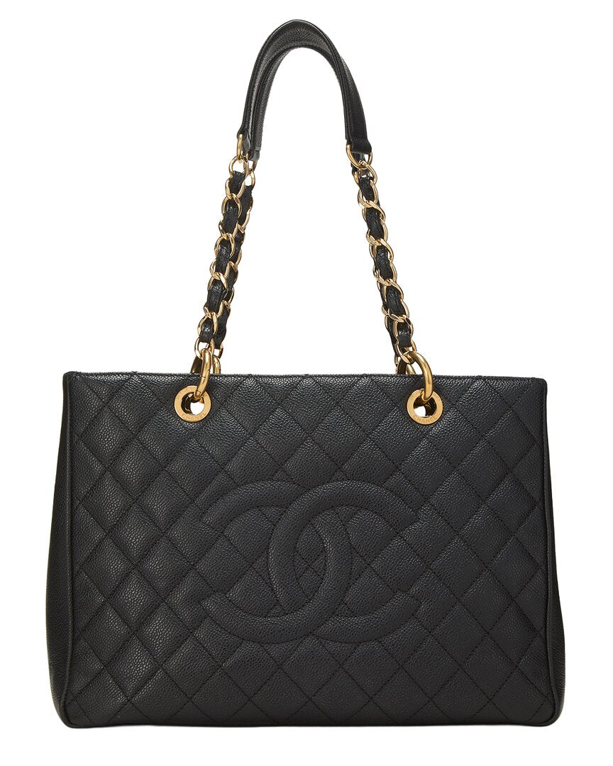 Chanel Chanel Black Quilted Caviar Leather Grand Shopping Tote (Gst) (Authentic