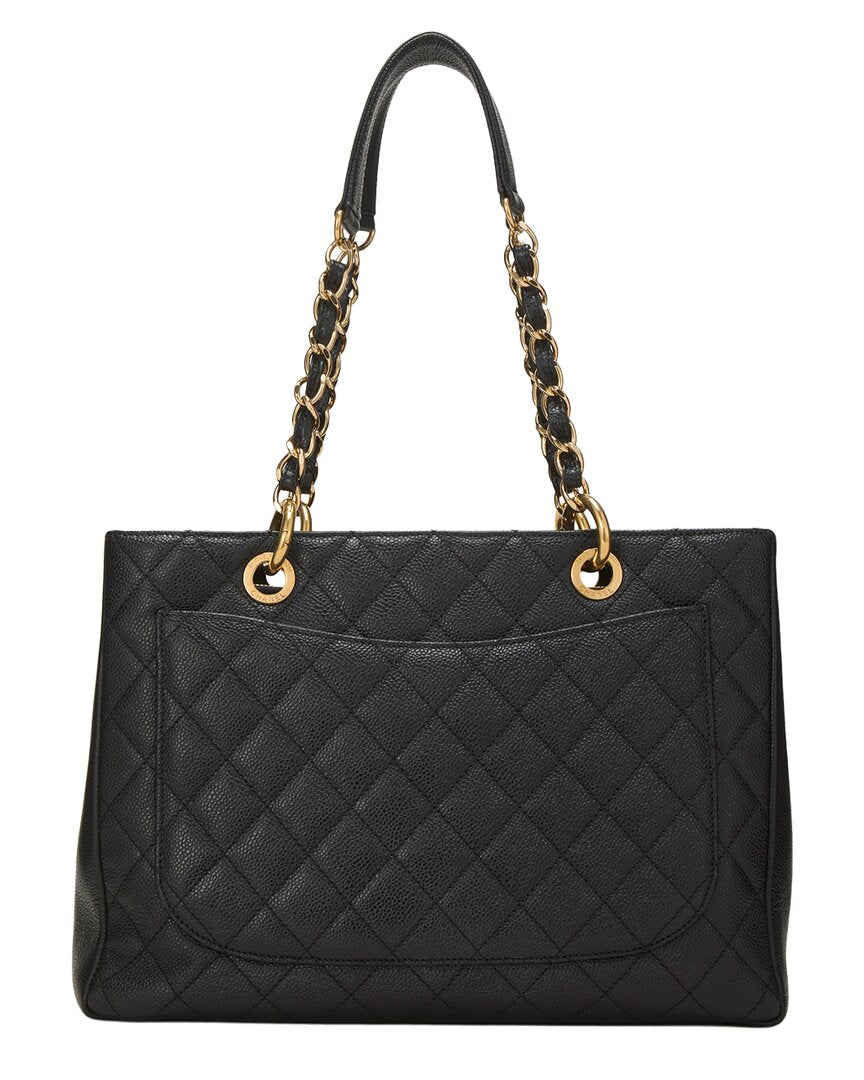 Chanel Chanel Black Quilted Caviar Leather Grand Shopping Tote (Gst) (Authentic