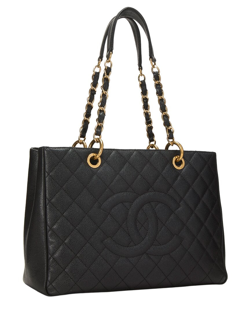 Chanel Chanel Black Quilted Caviar Leather Grand Shopping Tote (Gst) (Authentic