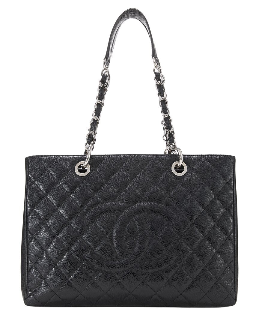 Chanel Chanel Black Quilted Caviar Leather Grand Shopping Tote (Gst) (Authentic