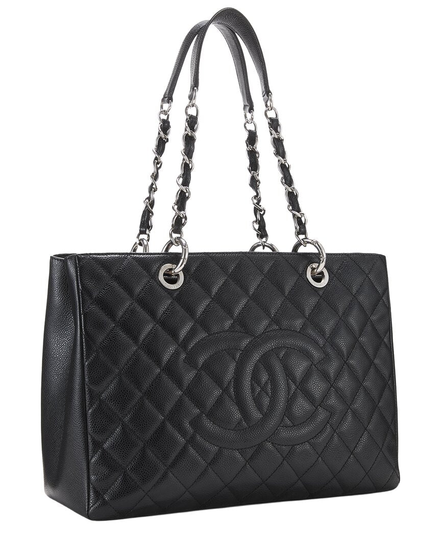 Chanel Chanel Black Quilted Caviar Leather Grand Shopping Tote (Gst) (Authentic