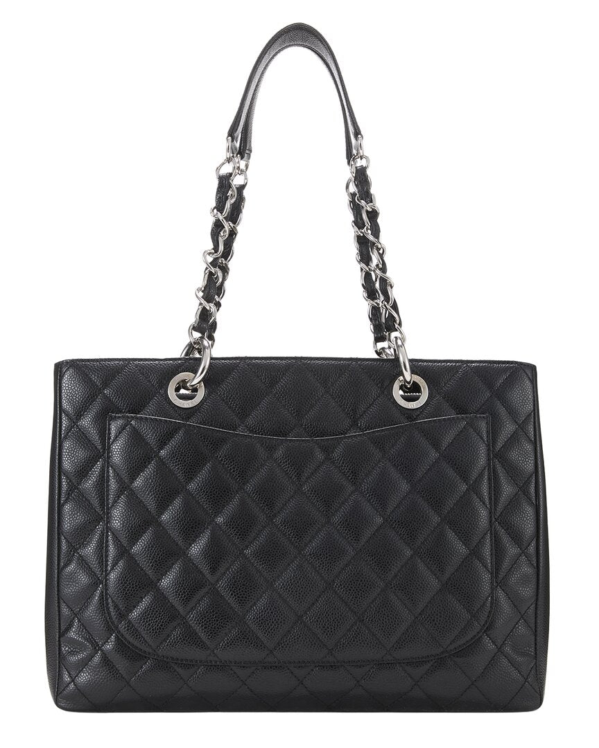 Chanel Chanel Black Quilted Caviar Leather Grand Shopping Tote (Gst) (Authentic