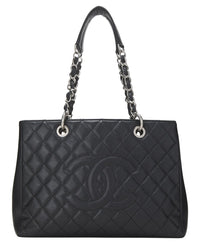 Chanel Chanel Black Quilted Caviar Leather Grand Shopping Tote (Gst) (Authentic