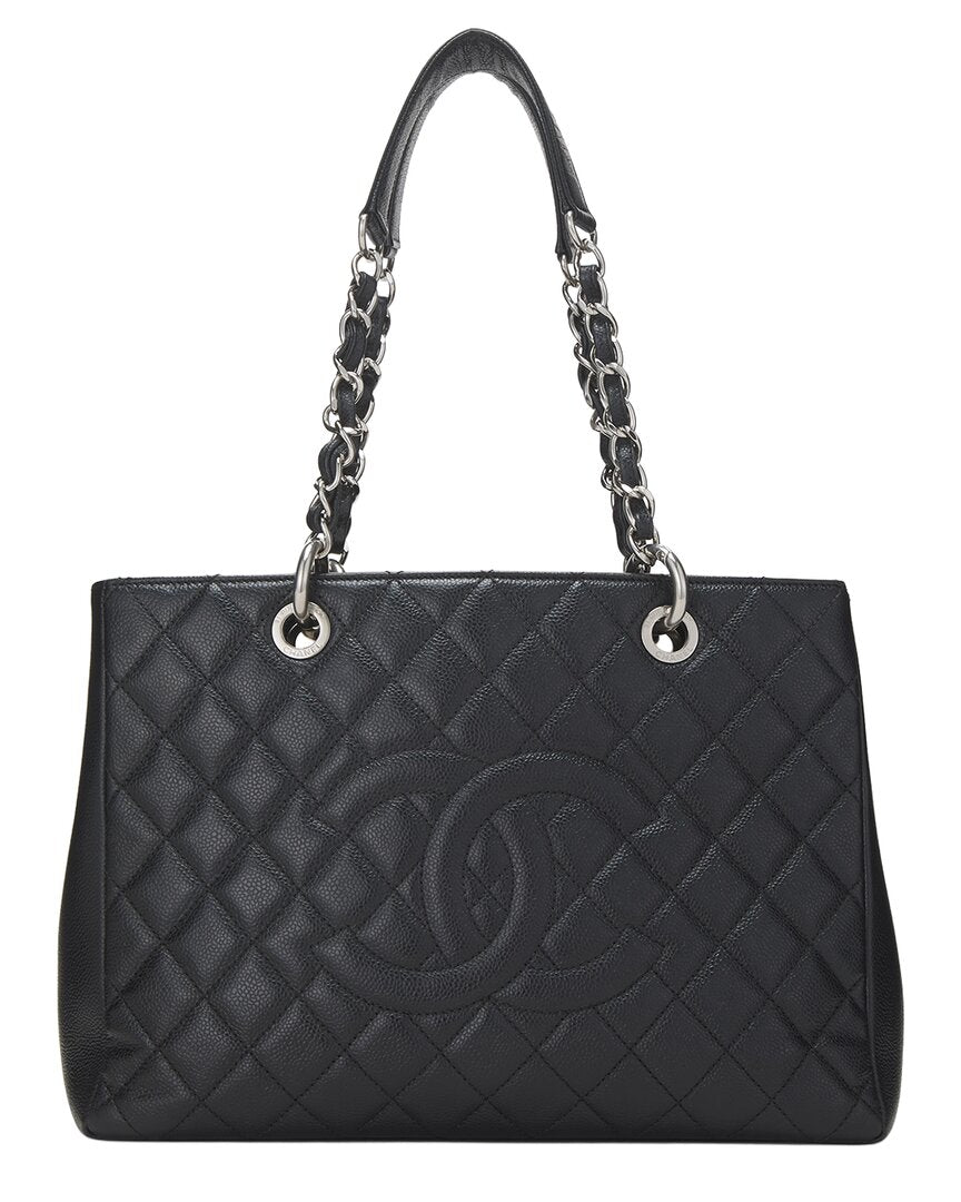 Chanel Chanel Black Quilted Caviar Leather Grand Shopping Tote (Gst) (Authentic