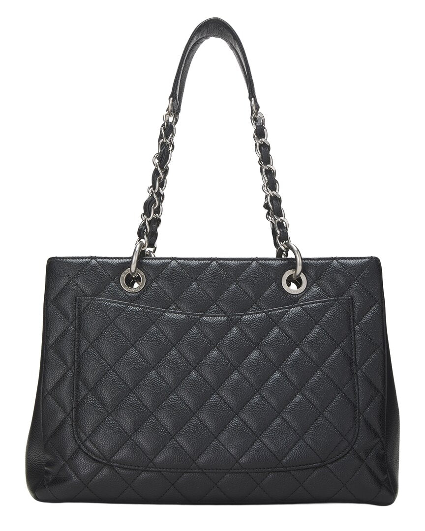 Chanel Chanel Black Quilted Caviar Leather Grand Shopping Tote (Gst) (Authentic